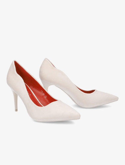 Escarpins suédés à bords ondulés - Beige - 4