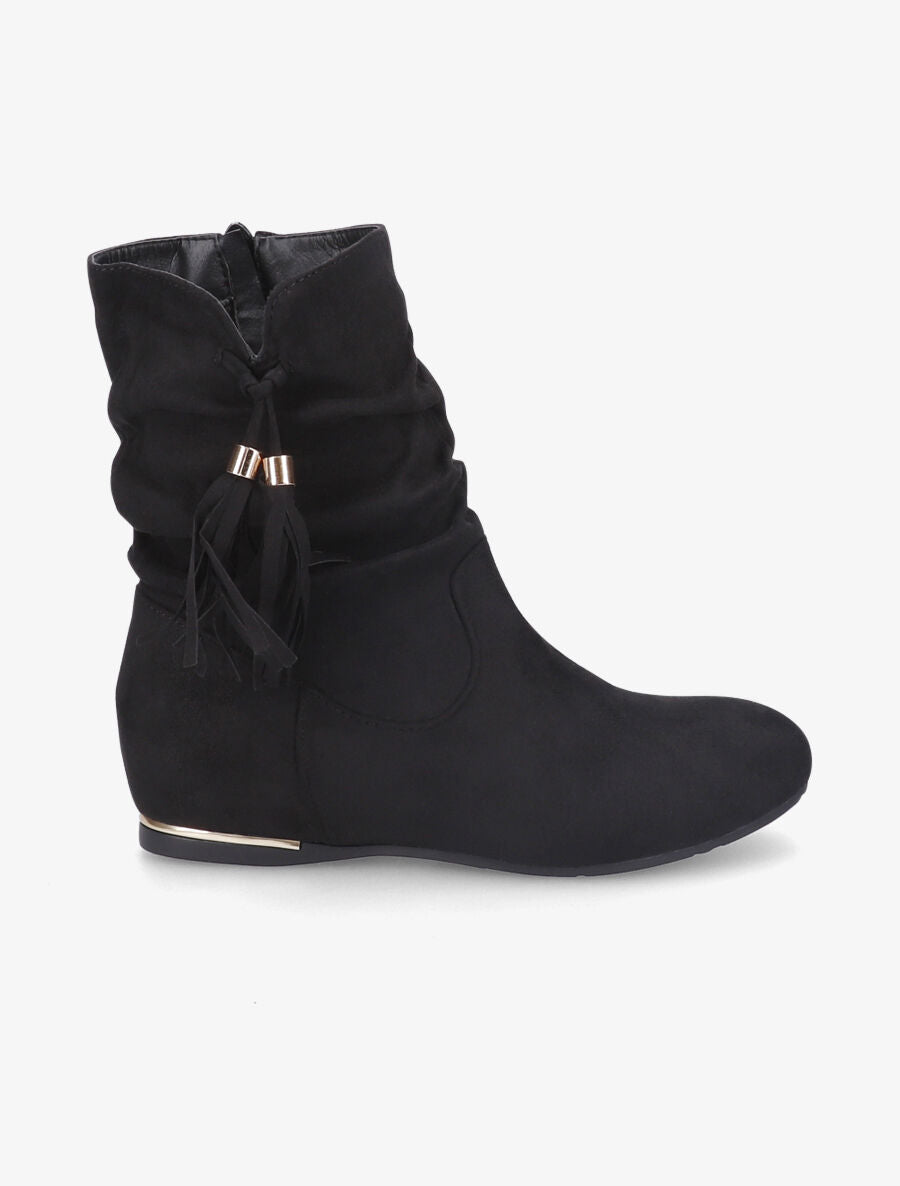 Bottines compensées en suédine - Noir - 5