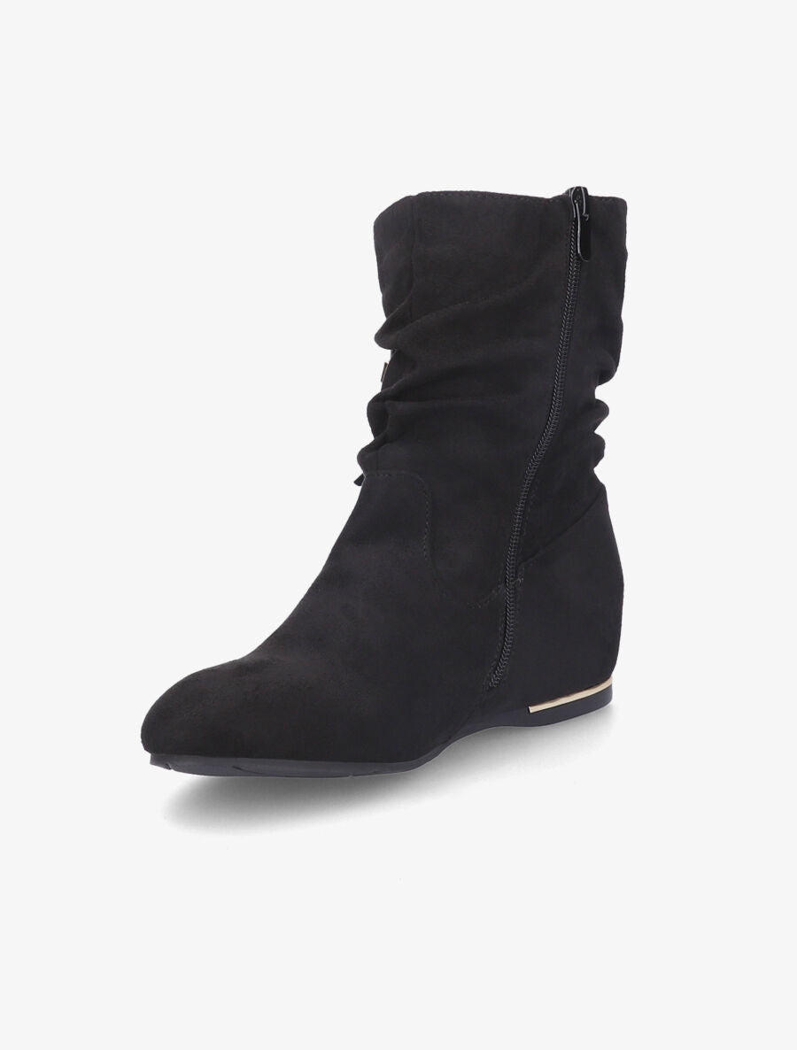 Bottines compensées en suédine - Noir - 3