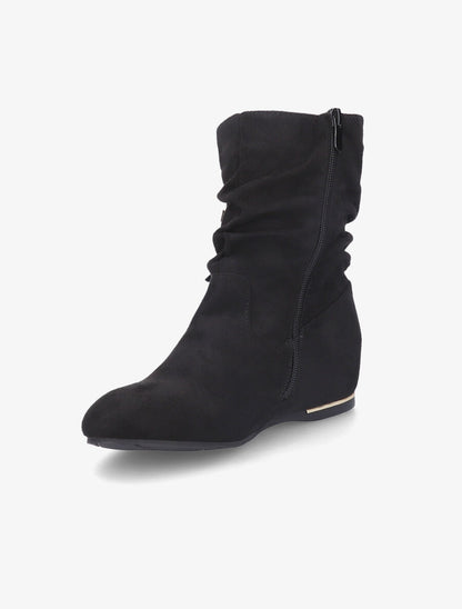 Bottines compensées en suédine - Noir - 3