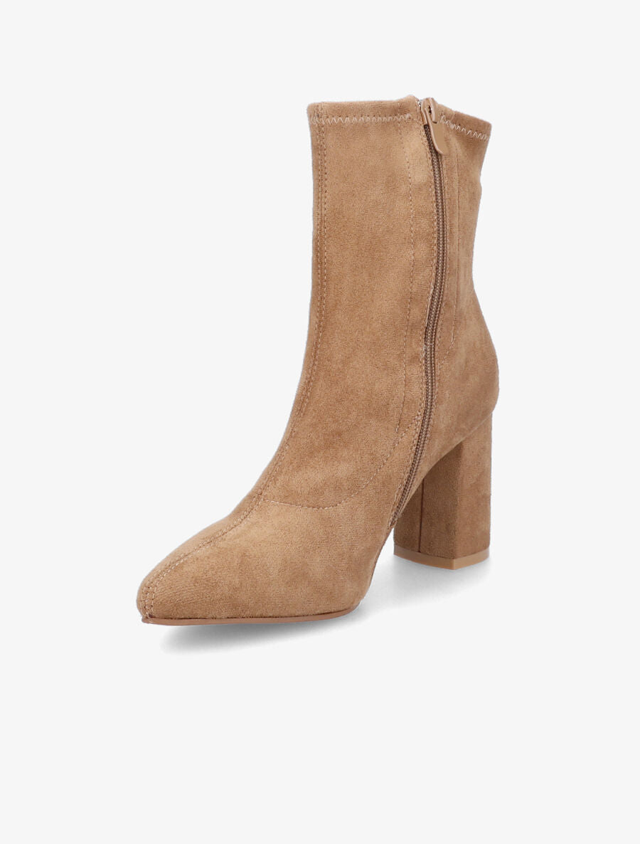 Bottines pointues en suédine souple - Taupe - 3