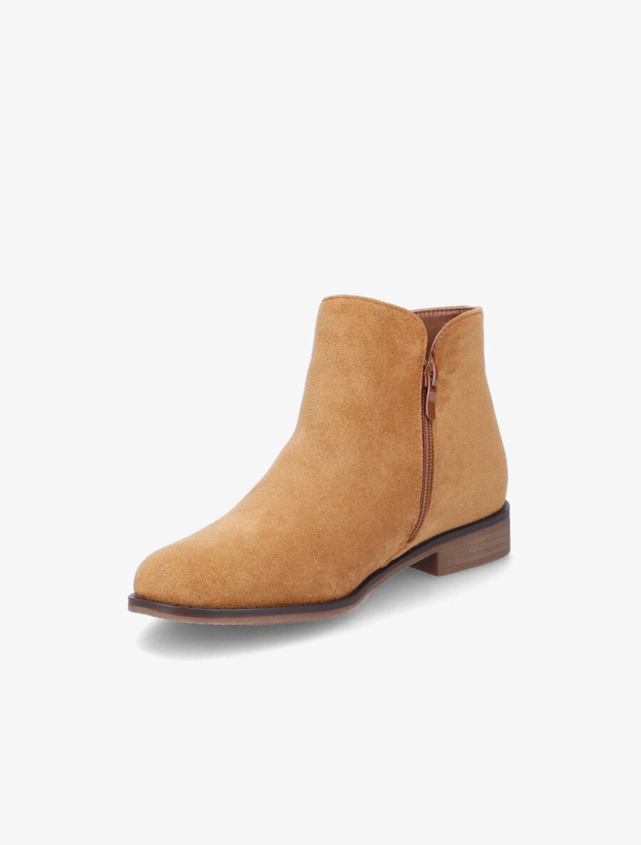 Low boots effet daim à pampille - Camel - 3