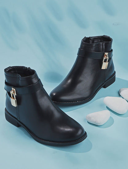 Boots à lanière à cadenas - Noir - 1