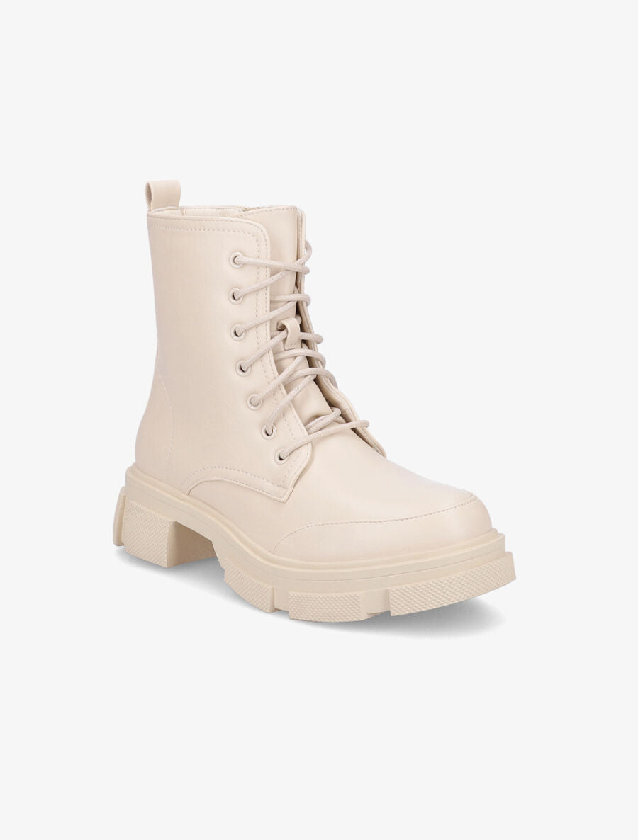 Boots montantes à semelle stylisée - Beige - 2