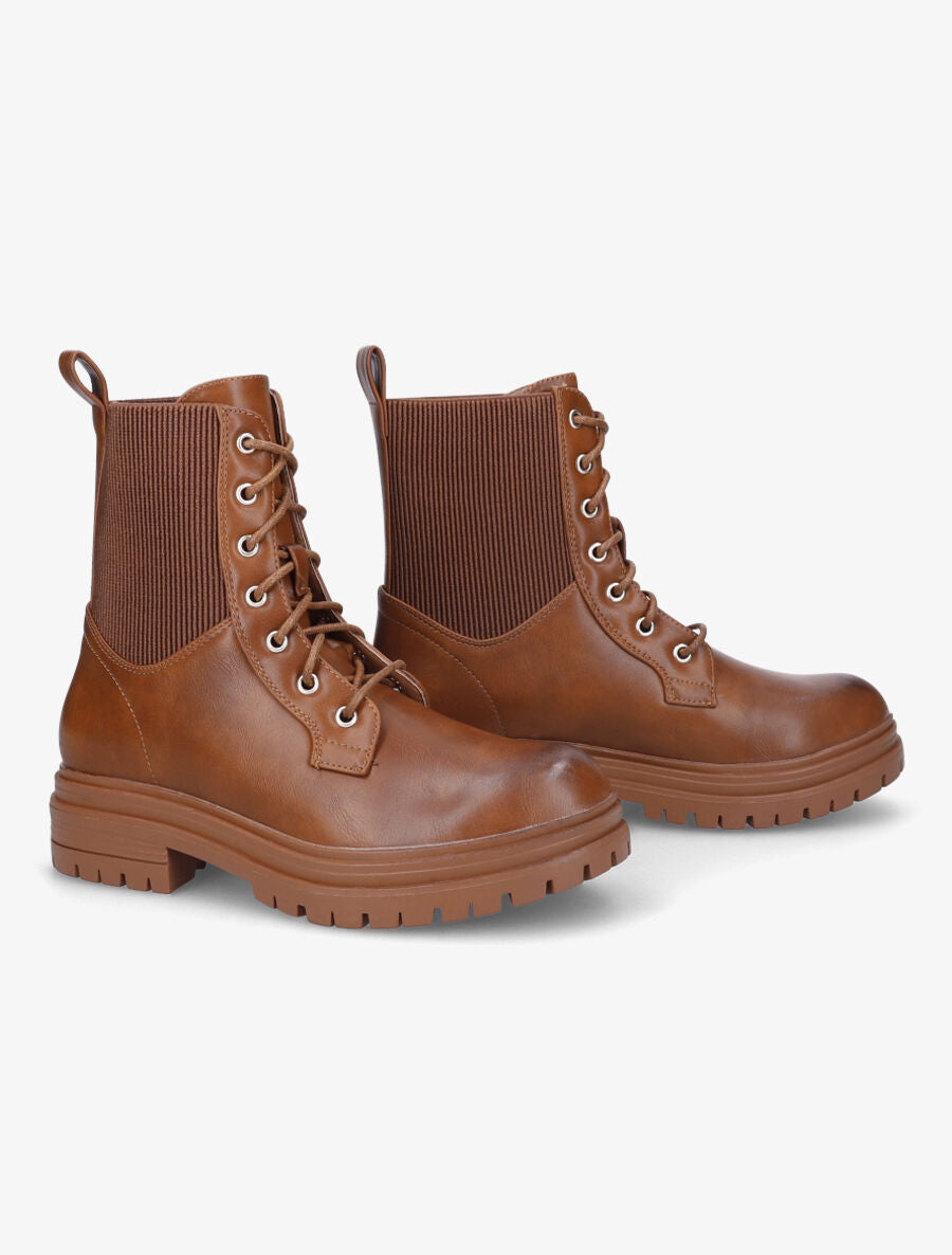 Boots montantes à cheville élastiquée - Camel - 4