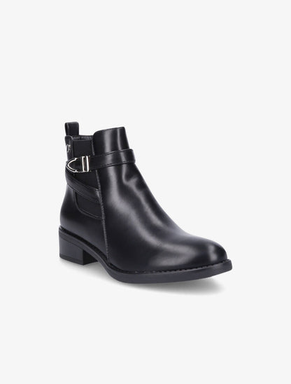 Bottines en simili à boucle stylisée - Noir - 2