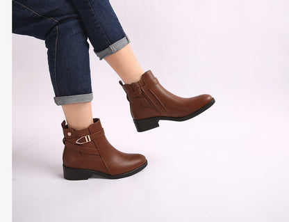 Bottines en simili à boucle stylisée - Camel - 5