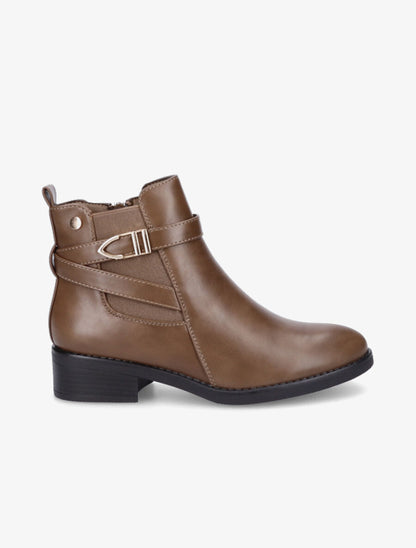 Bottines en simili à boucle stylisée - Taupe - 1