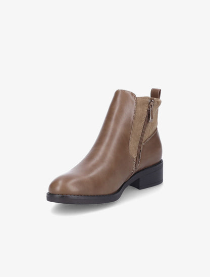 Bottines en simili et suédine - Taupe - 3