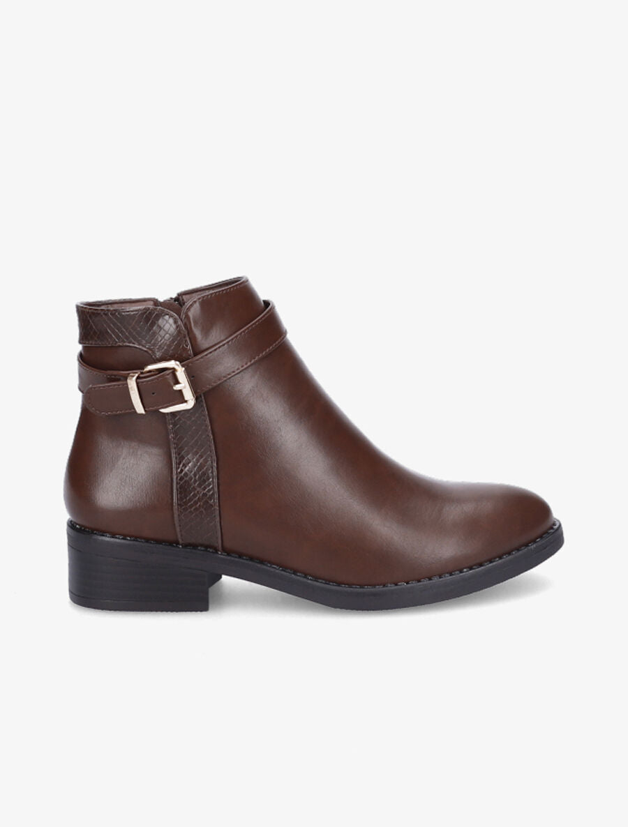 Bottines à liseré python - Marron - 1