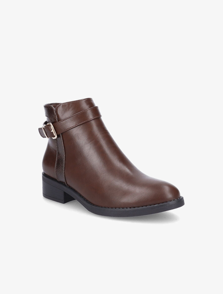 Bottines à liseré python - Marron - 2