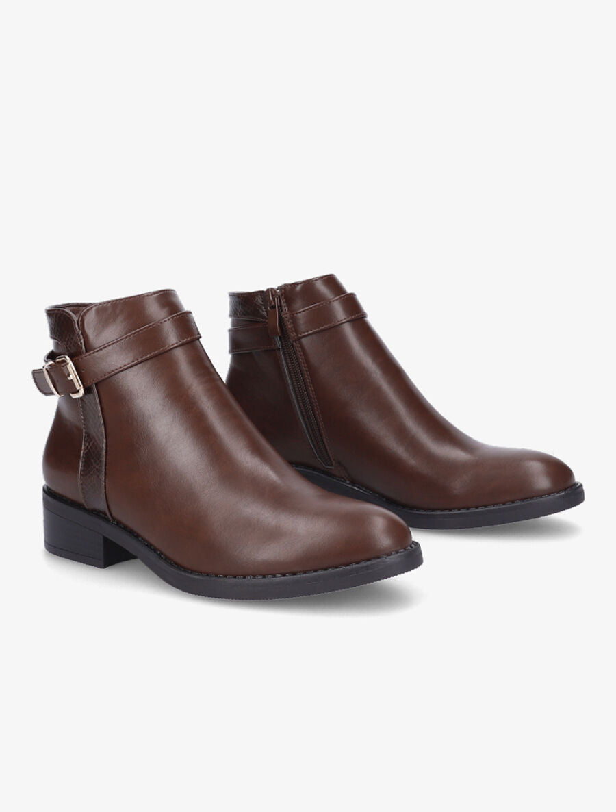 Bottines à liseré python - Marron - 4
