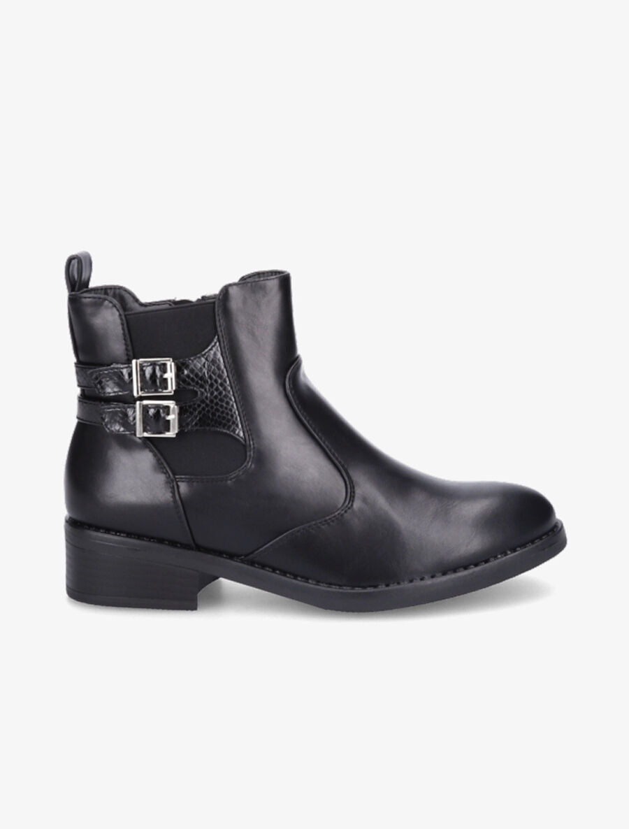 Bottines à sangle effet python - Noir - 1