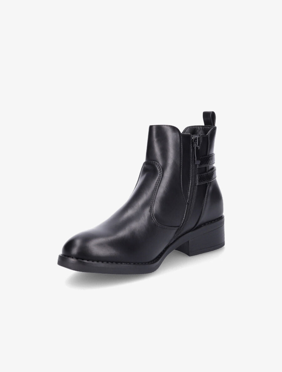 Bottines à sangle effet python - Noir - 3