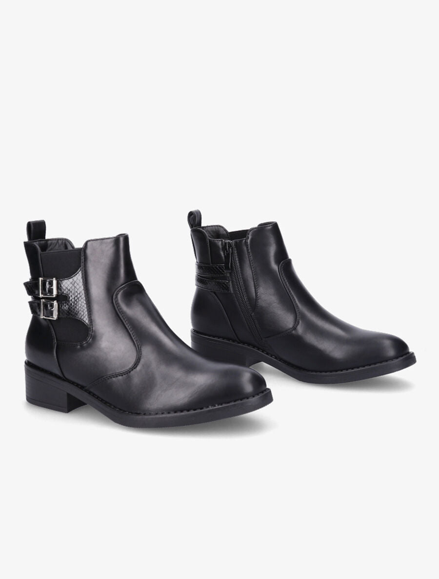 Bottines à sangle effet python - Noir - 4