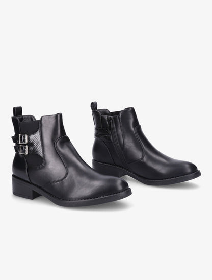 Bottines à sangle effet python - Noir - 4