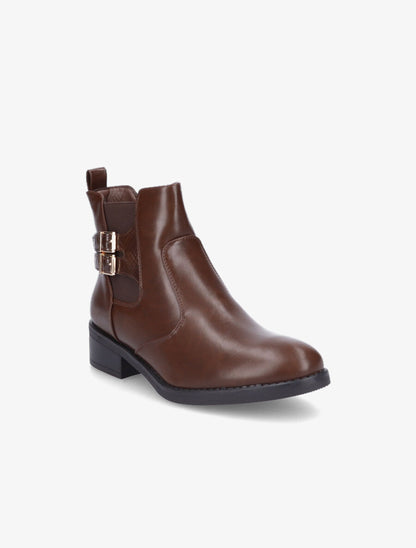 Bottines à sangle effet python - Marron - 2