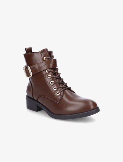 Bottines lacées à boucle - Marron - 2