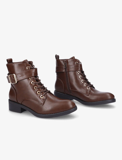 Bottines lacées à boucle - Marron - 4