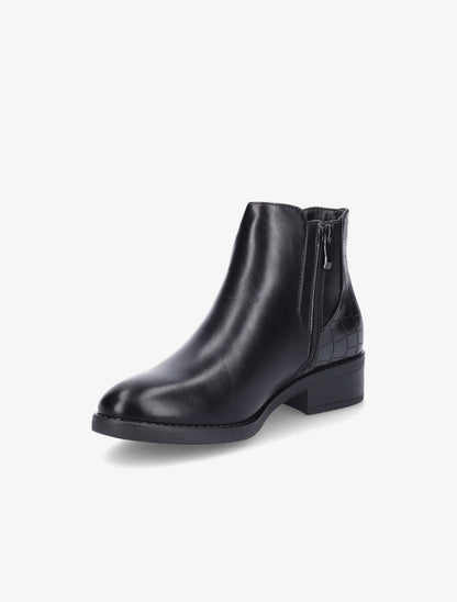 Bottines élastiquées à contrefort croco - Noir - 3