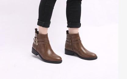 Bottines à double sangles croco - Taupe - 5