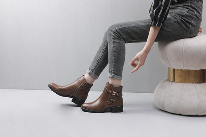 Bottines en simili à sangle - Taupe - 5