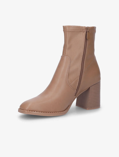 Bottines à bouts carré et talons trapèze - Taupe - 4