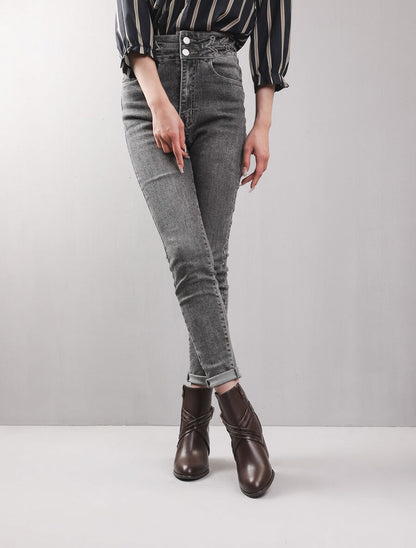 Bottines à talon et sangles croisées - Marron - 5
