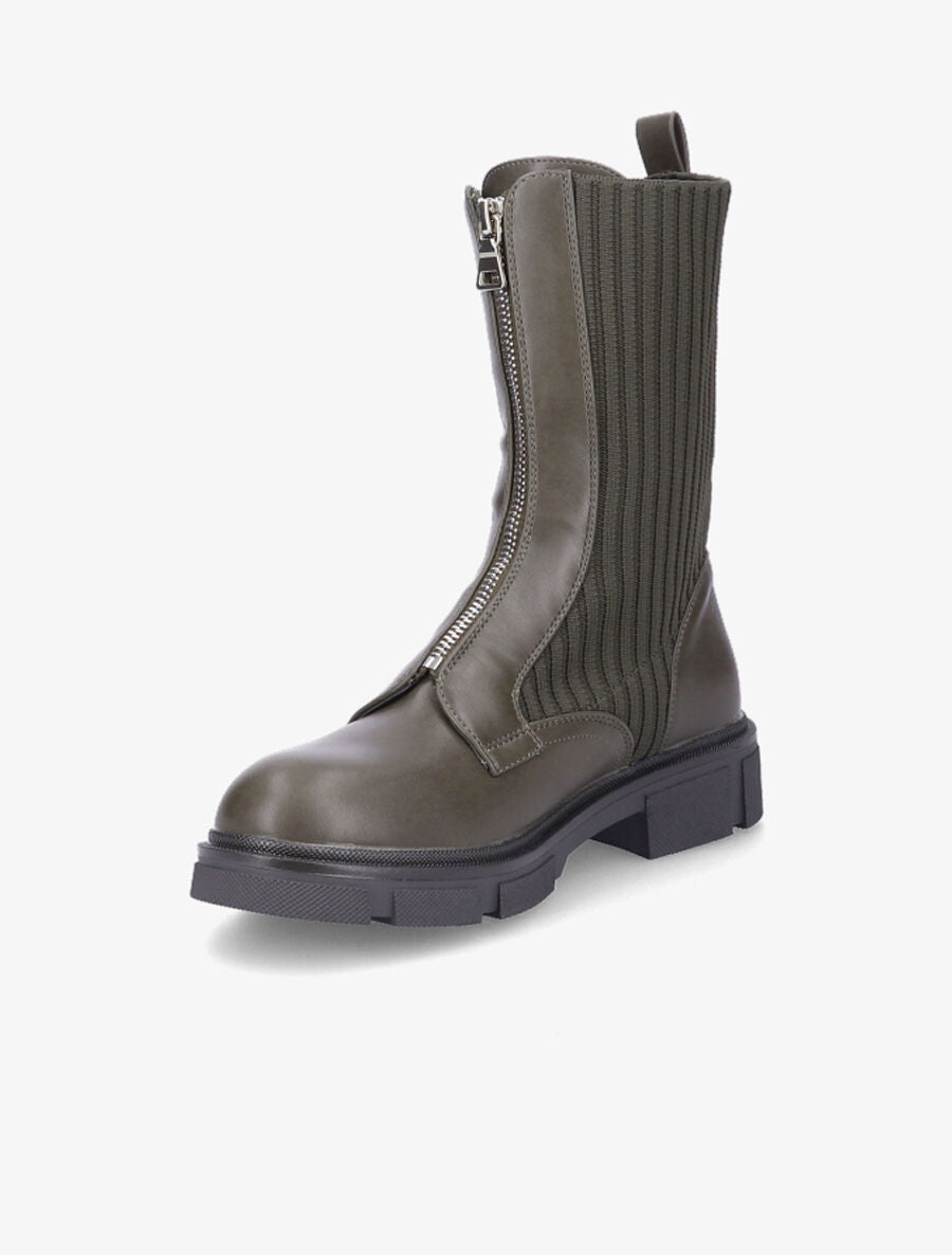 Boots zippées bi-matière - Kaki - 3