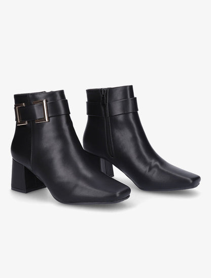 Bottines à boucle et bout carré - Noir - 4