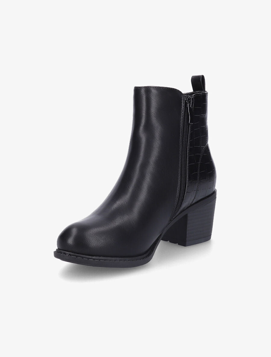 Bottines à contrefort effet croco - Noir - 3