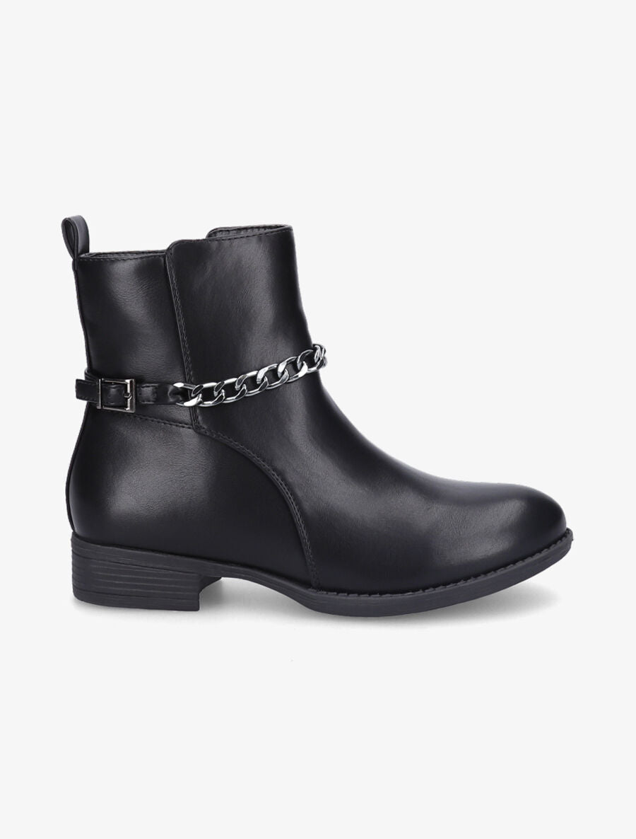 Bottines classiques à sangles en chaîne - Noir - 1