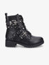 Bottines à sangles ornées de picots et strass - Noir - 5