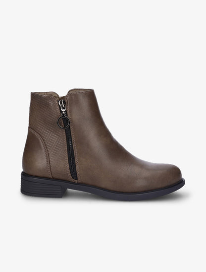 Bottines à contrefort effet python - Taupe - 5