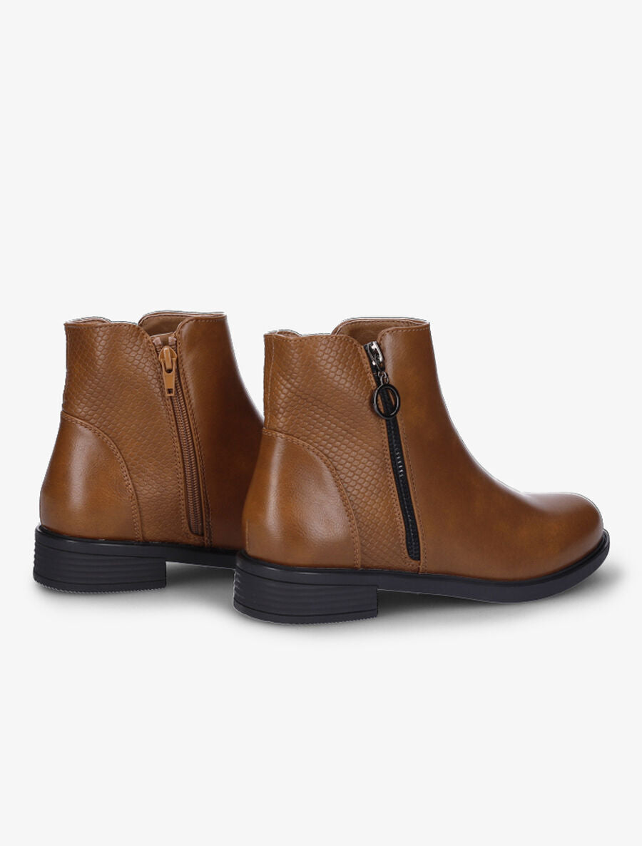 Bottines à contrefort effet python - Camel - 4