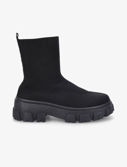 Boots en tissu à semelle crantée - Noir - 1