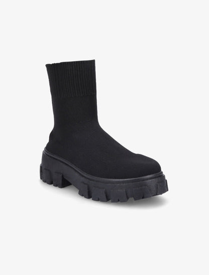 Boots en tissu à semelle crantée - Noir - 2
