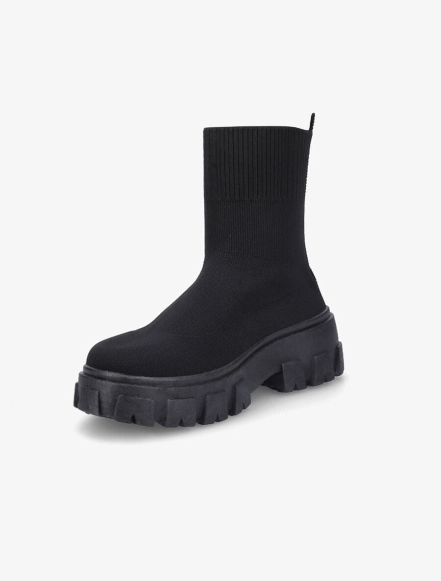 Boots en tissu à semelle crantée - Noir - 3