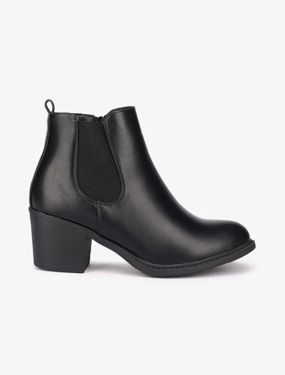 Bottines à talon en simili - Noir - 2