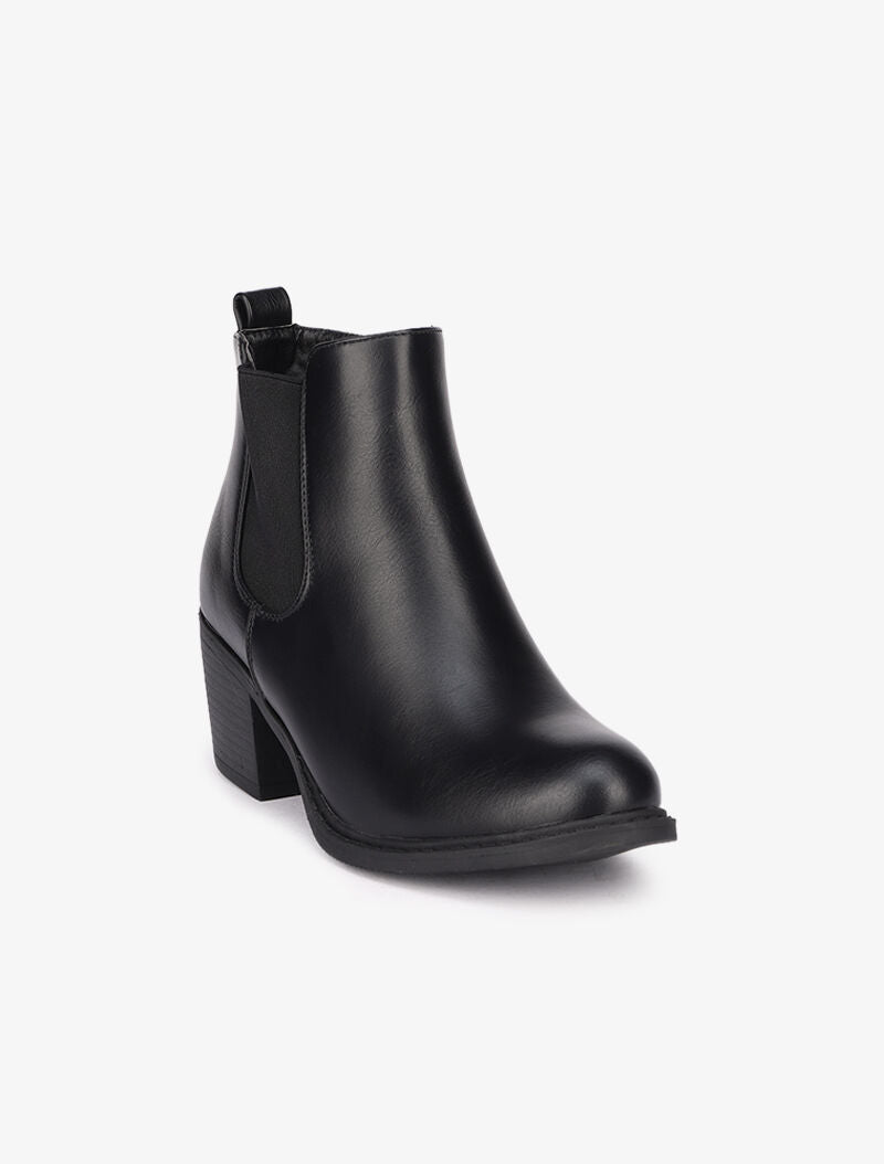 Bottines à talon en simili - Noir - 3