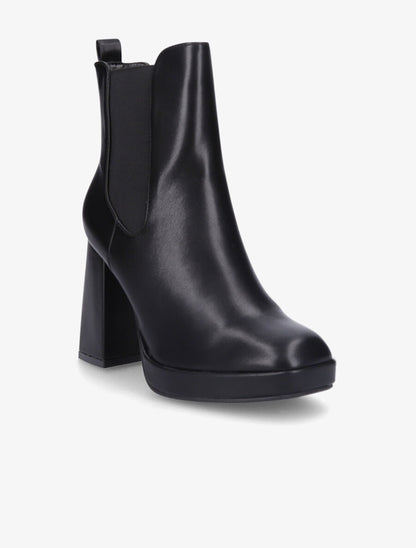 Bottines à talon et bout carré - Noir - 2