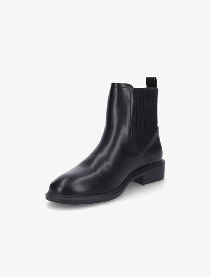 Bottines plates en simili et tissu côtelé - Noir - 3