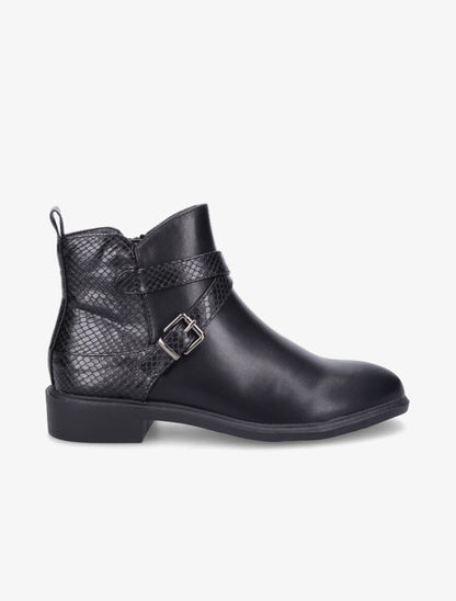Bottines plates à contrefort effet python - Noir - 5