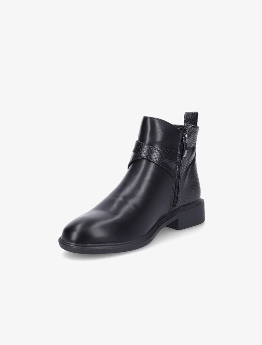 Bottines plates à contrefort effet python - Noir - 3