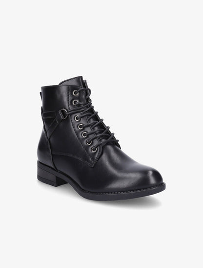 Bottines à lacets et sangles - Noir - 2