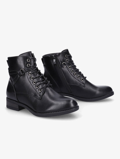 Bottines à lacets et sangles - Noir - 4