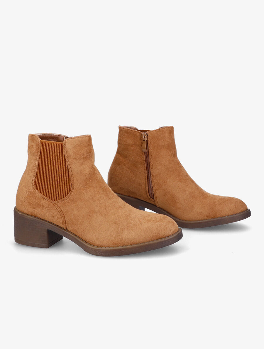 Bottines classiques en suédine - Camel - 4
