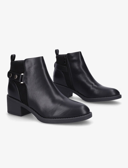 Bottines bimatière à boucle - Noir - 4