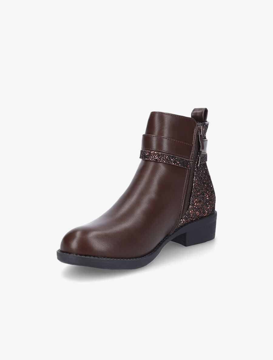 Bottines à contrefort pailleté - Marron - 3