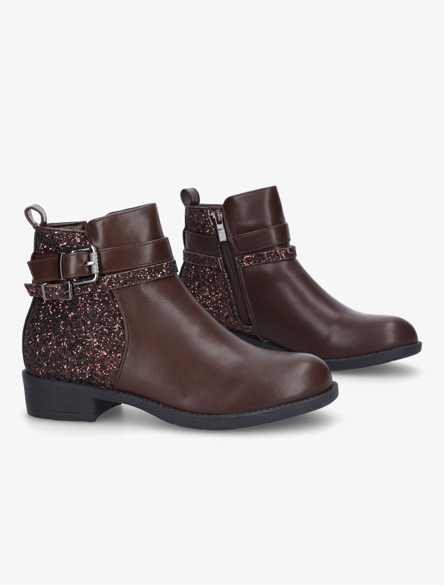 Bottines à contrefort pailleté - Marron - 4